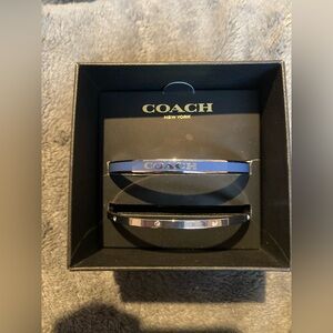 BNIB COACH Green & Gold Plated Duo Bangle Bracelet Set $95